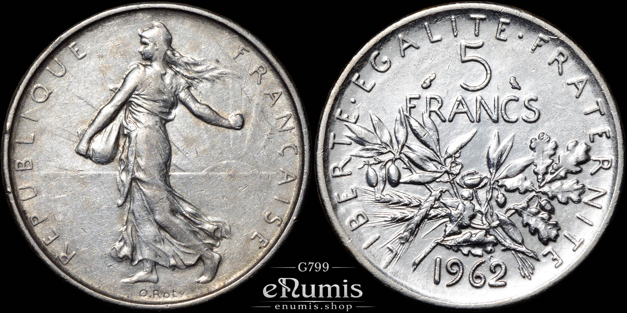 France, Fifth Republic, 5 Francs 1962, silver, XF+