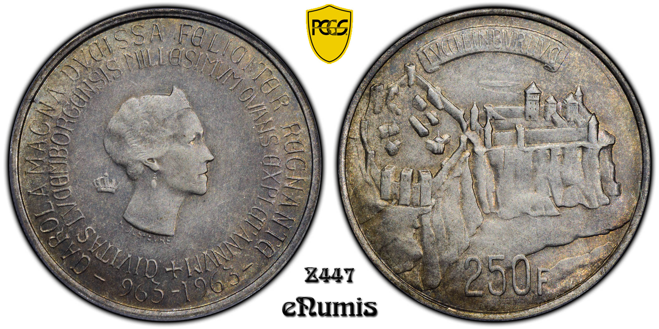 Luxembourg, Charlotte, 250 Francs 1963, KM# 53.2, PCGS MS 64