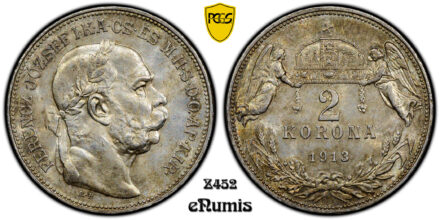 HUNGARY, Franz Joseph I, 2 Korona 1913, PCGS MS 64