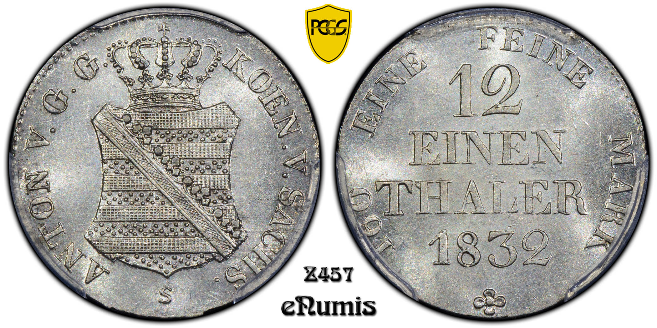 Germany, Saxony, Anton, 1/12 Taler 1832, Scarce, PCGS MS 63 Germany, Saxony, Anton, 1/12 Taler 1832, Scarce, PCGS MS 63