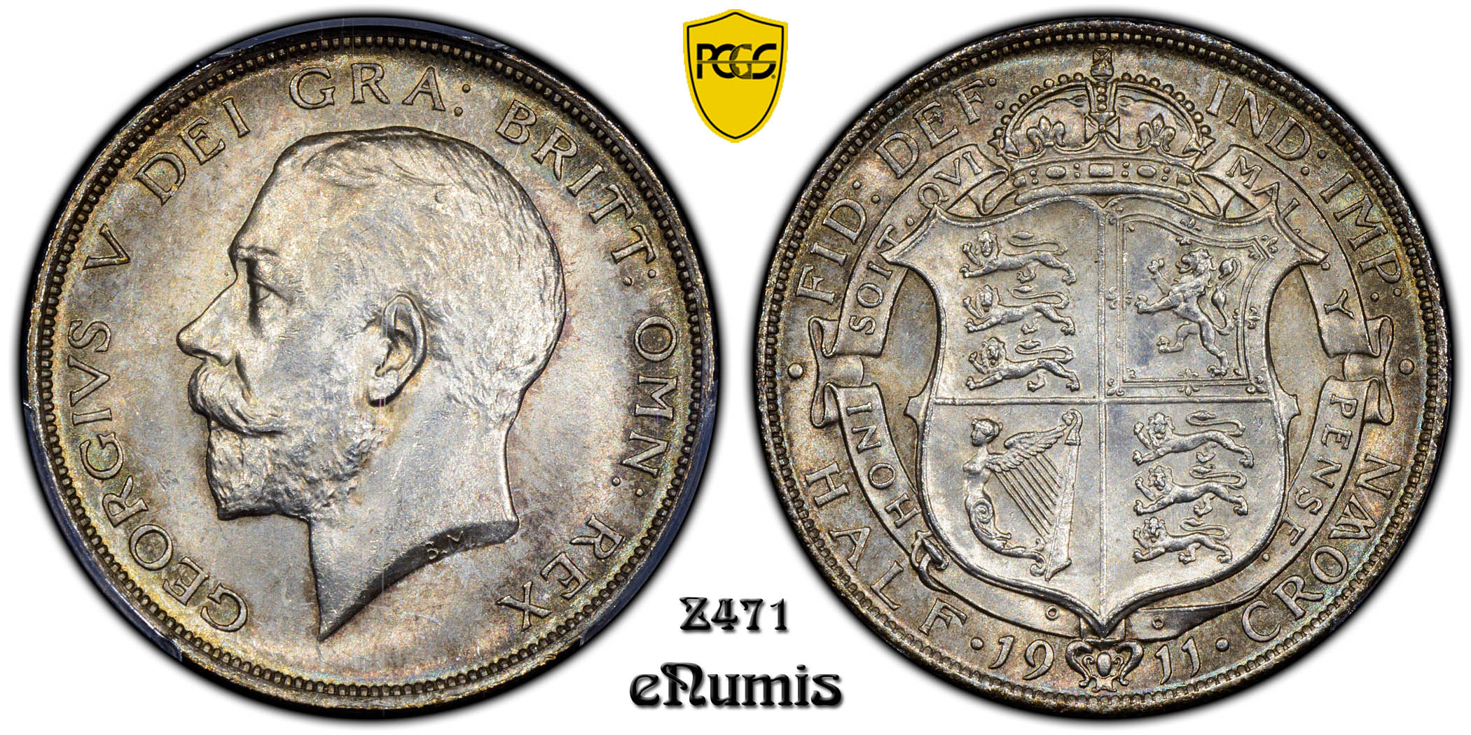 Great Britain, George V, Halfcrown 1911, PCGS MS 64