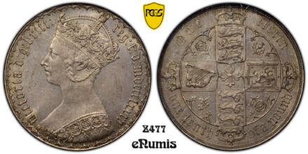 Great Britain, Victoria, Gothic Florin 1885, PCGS MS 64