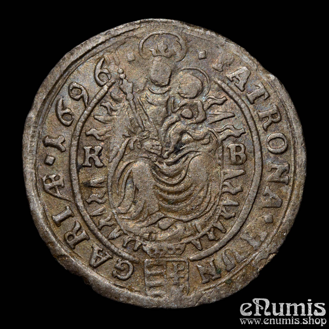 AUSTRIA, HUNGARY, Leopold I, 3 Kreuzer Krajcár 1696 KB, Kremnitz, Rare!, XF