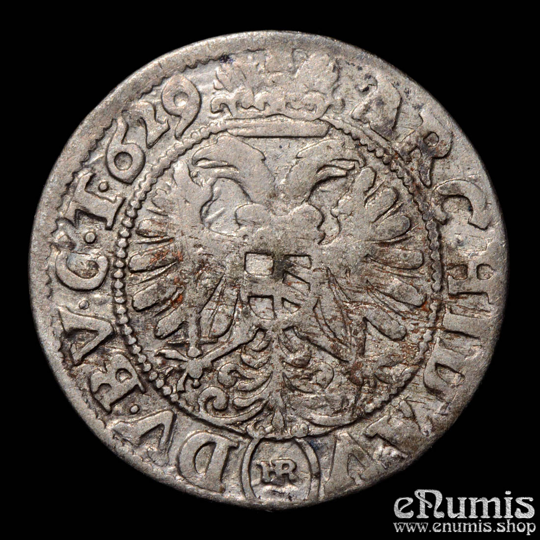 AUSTRIA, Silesia, Ferdinand II, 3 Kreuzer 1629 HR, Breslau, VF+ AUSTRIA, Silesia, Ferdinand II, 3 Kreuzer 1629 HR, Breslau, VF+