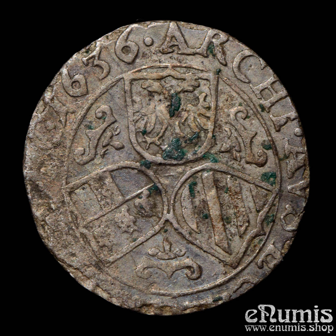 AUSTRIA, Ferdinand II, 3 Kreuzer 1636, St. Veit, XF