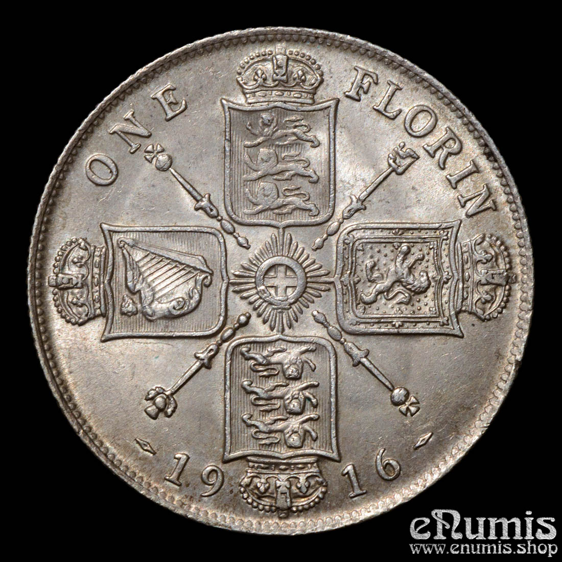 Great Britain, George V, Florin 1916, UNC