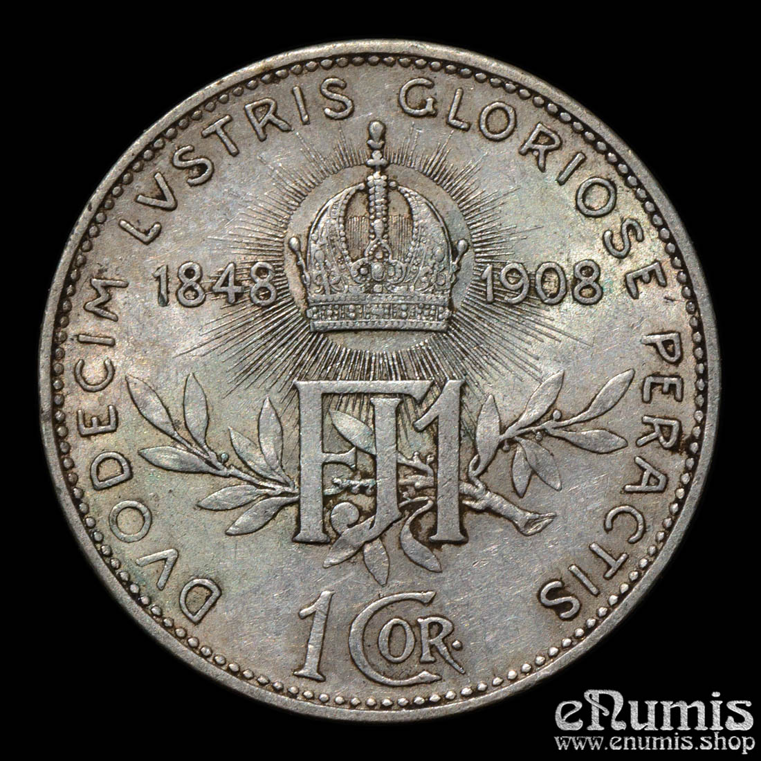 AUSTRIA, Franz Joseph I, 1 Corona 1908, 60th Anniversary of Reign, aXF AUSTRIA, Franz Joseph I, 1 Corona 1908, 60th Anniversary of Reign, aXF