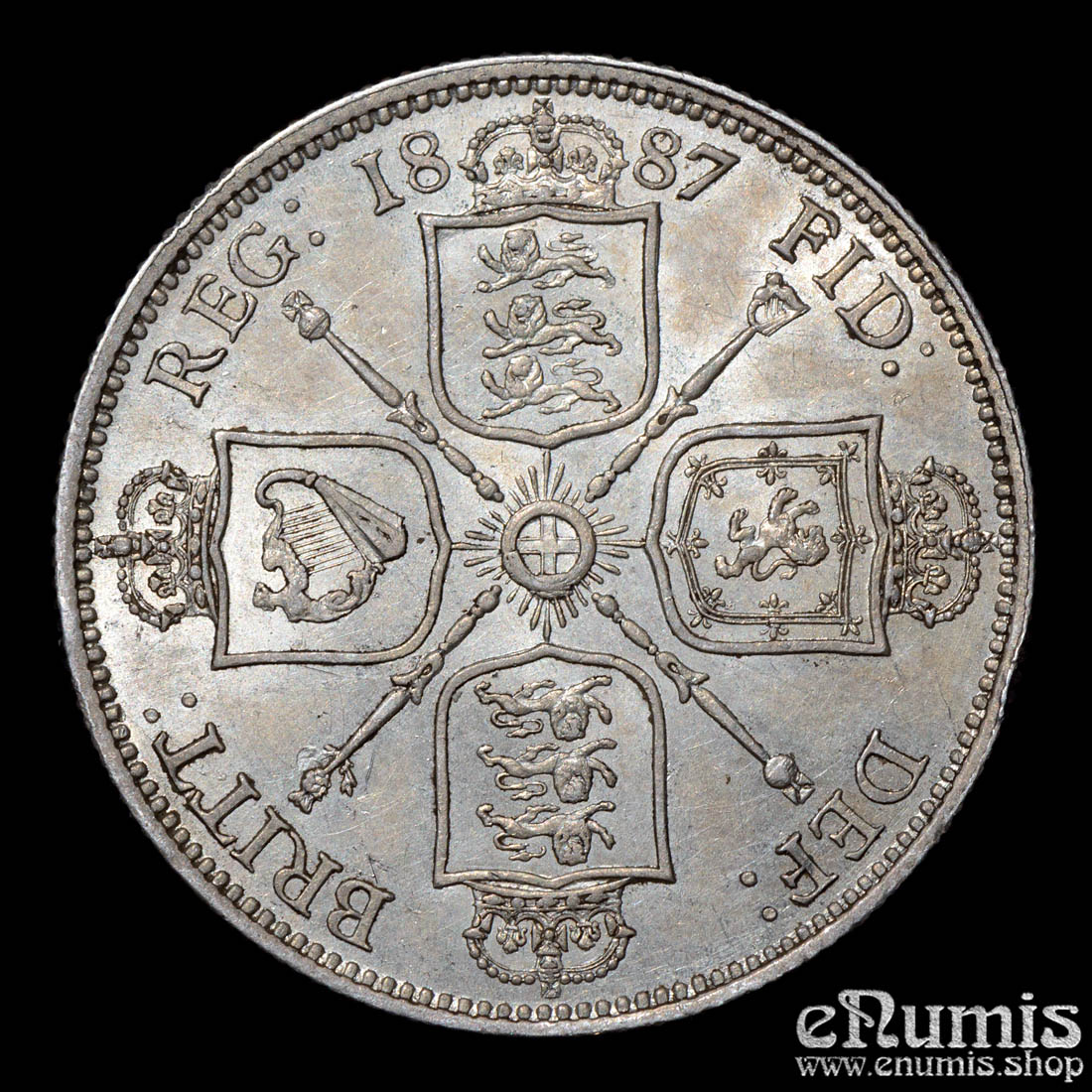 Great Britain, Victoria, Florin 1887, Variant, XF-UNC Great Britain, Victoria, Florin 1887, Variant, XF-UNC