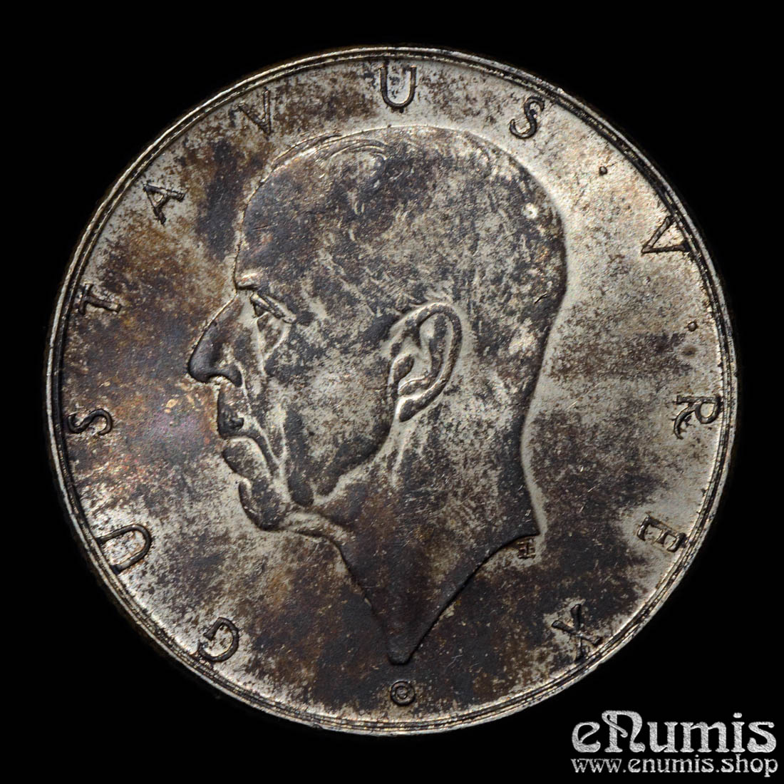 SWEDEN, Gustaf V, 2 Kronor 1938, 300th Anniversary - Settlement of Delaware, UNC
