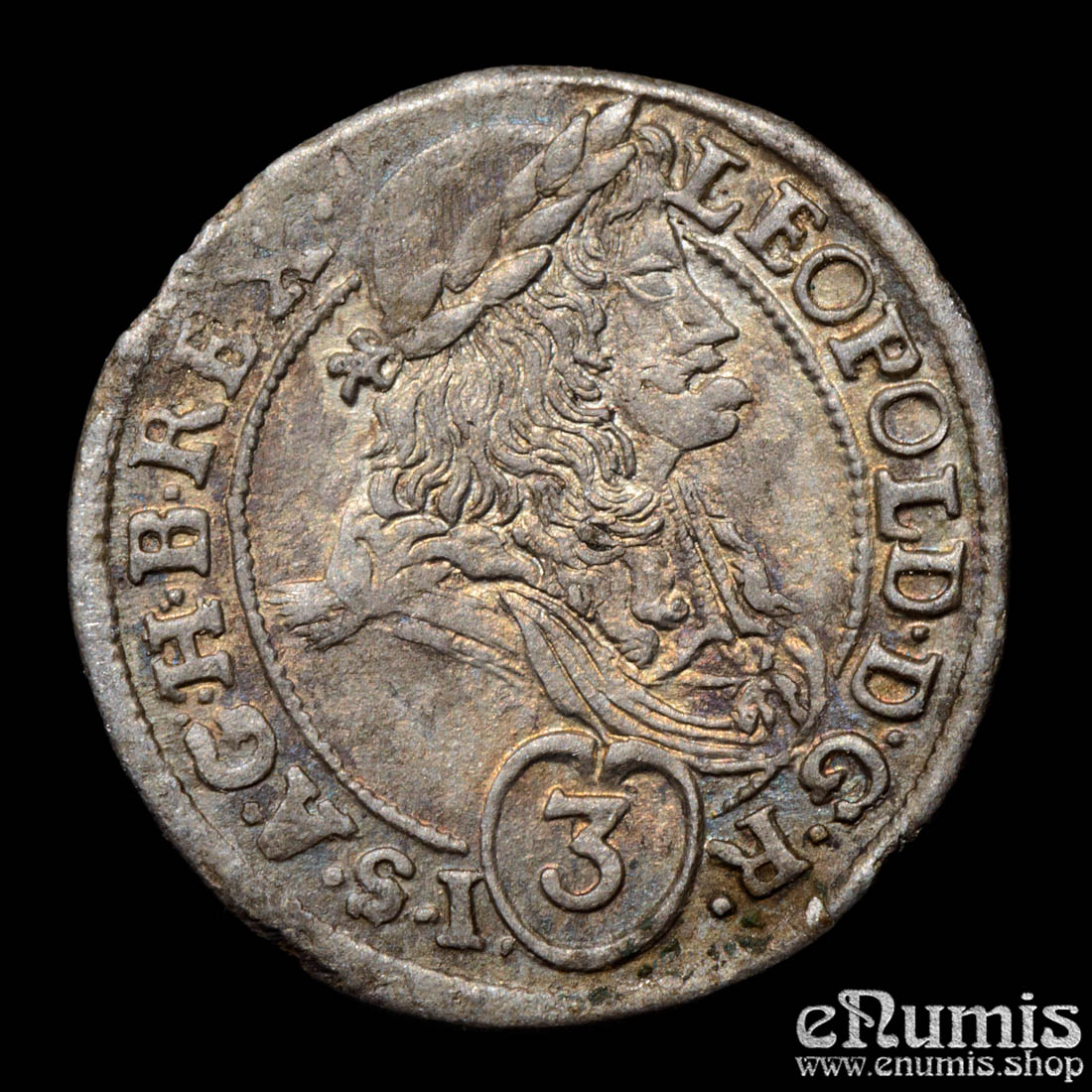 AUSTRIA, HUNGARY, Leopold I, 3 Kreuzer Krajcár 1696 KB, Kremnitz, Rare!, XF