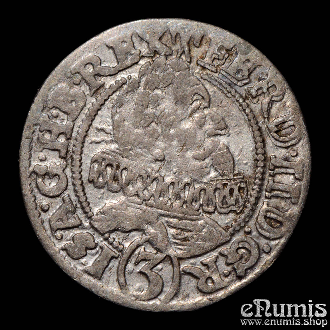 AUSTRIA, Silesia, Ferdinand II, 3 Kreuzer 1629 HR, Breslau, VF+ AUSTRIA, Silesia, Ferdinand II, 3 Kreuzer 1629 HR, Breslau, VF+