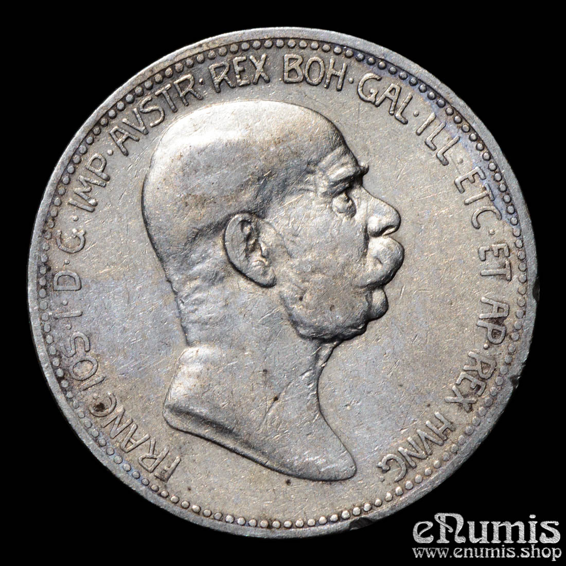 AUSTRIA, Franz Joseph I, 1 Corona 1908, 60th Anniversary of Reign, VF+ AUSTRIA, Franz Joseph I, 1 Corona 1908, 60th Anniversary of Reign, VF+