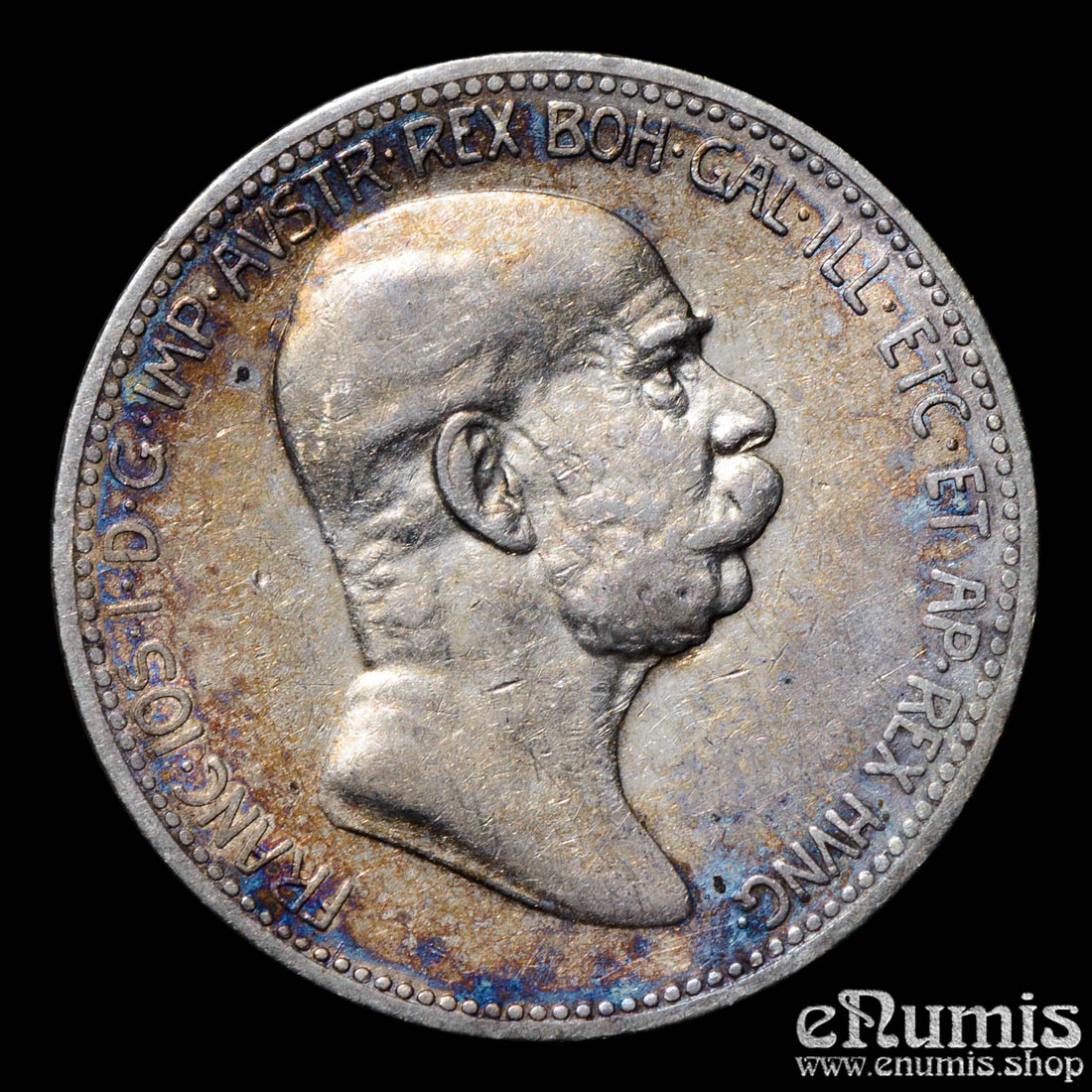 AUSTRIA, Franz Joseph I, 1 Corona 1908, 60th Anniversary of Reign, VF-XF