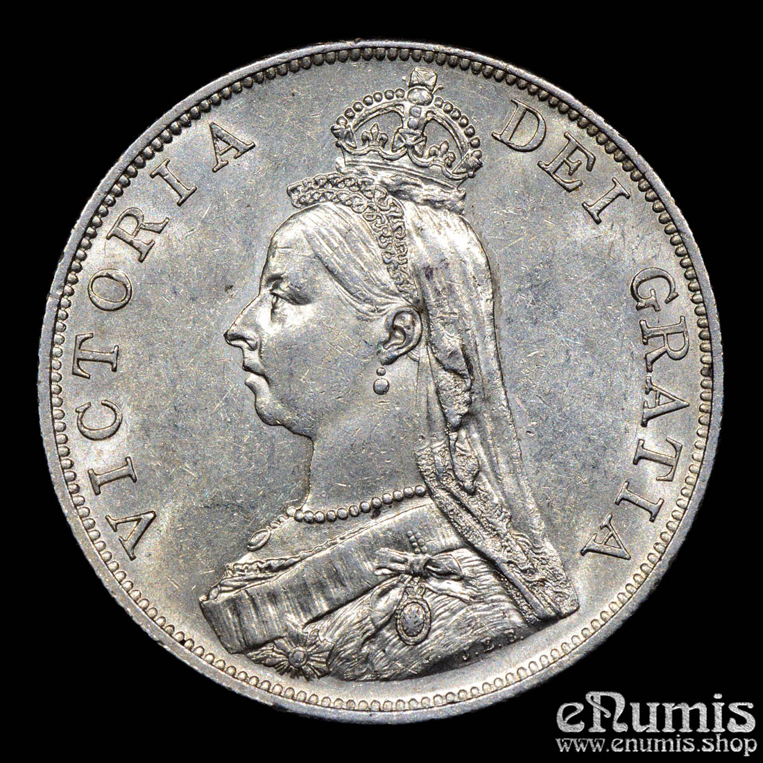 Great Britain, Victoria, Double Florin 1887, Arabic 1, aUNC/UNC Great Britain, Victoria, Double Florin 1887, Arabic 1, aUNC/UNC