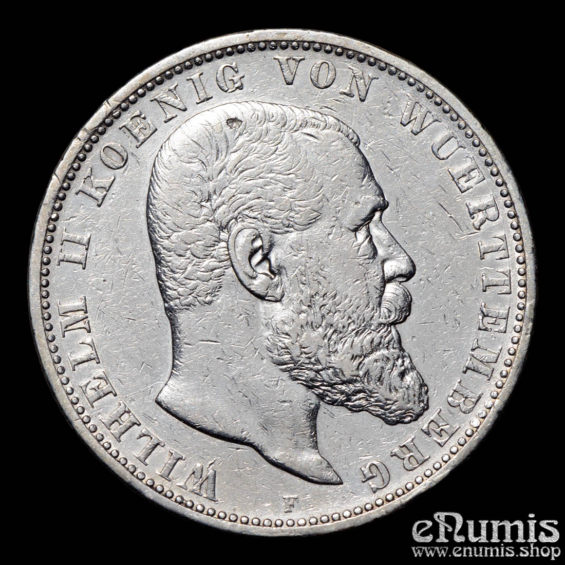 Germany, Wurttemberg, Wilhelm II, 5 Mark 1904, VF+ Germany, Wurttemberg, Wilhelm II, 5 Mark 1904, VF+
