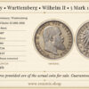 Germany, Wurttemberg, Wilhelm II, 5 Mark 1907, VF