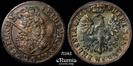 Germany, Brandenburg Prussia, Friedrich III, 18 Groschen 1699 SD, XF+