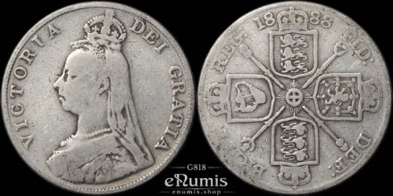 Great Britain, Victoria, Double Florin 1888, Scarce variety, inverted 1, Fine