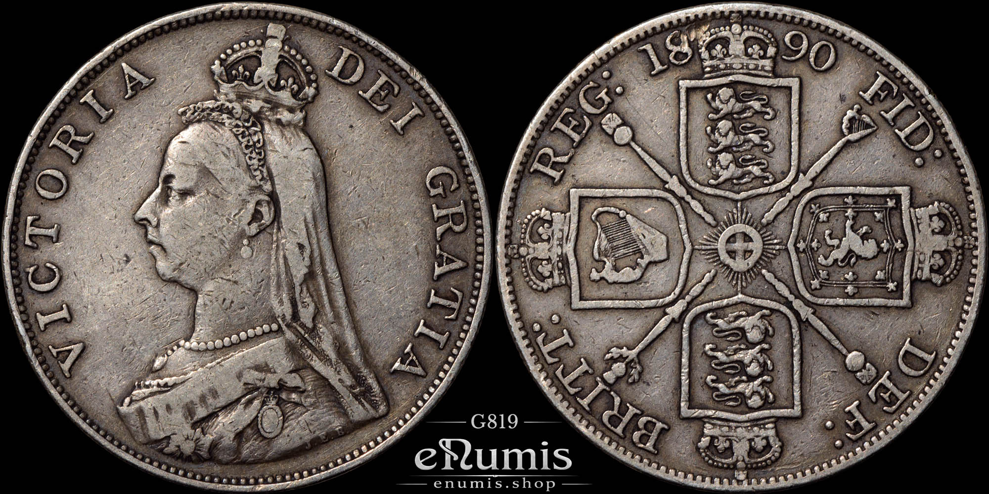 Great Britain, Victoria, Double Florin 1890, VF