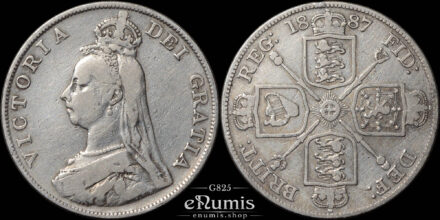 Great Britain, Victoria, Double Florin 1887, Arabic 1, F-VF