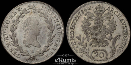 Austria, Joseph II, 20 Kreuzer 1786 B, Kremnitz, XF-UNC