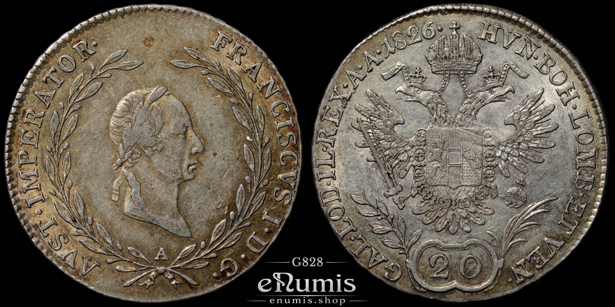 Austria, Franz I, 20 Kreuzer 1826 A, XF