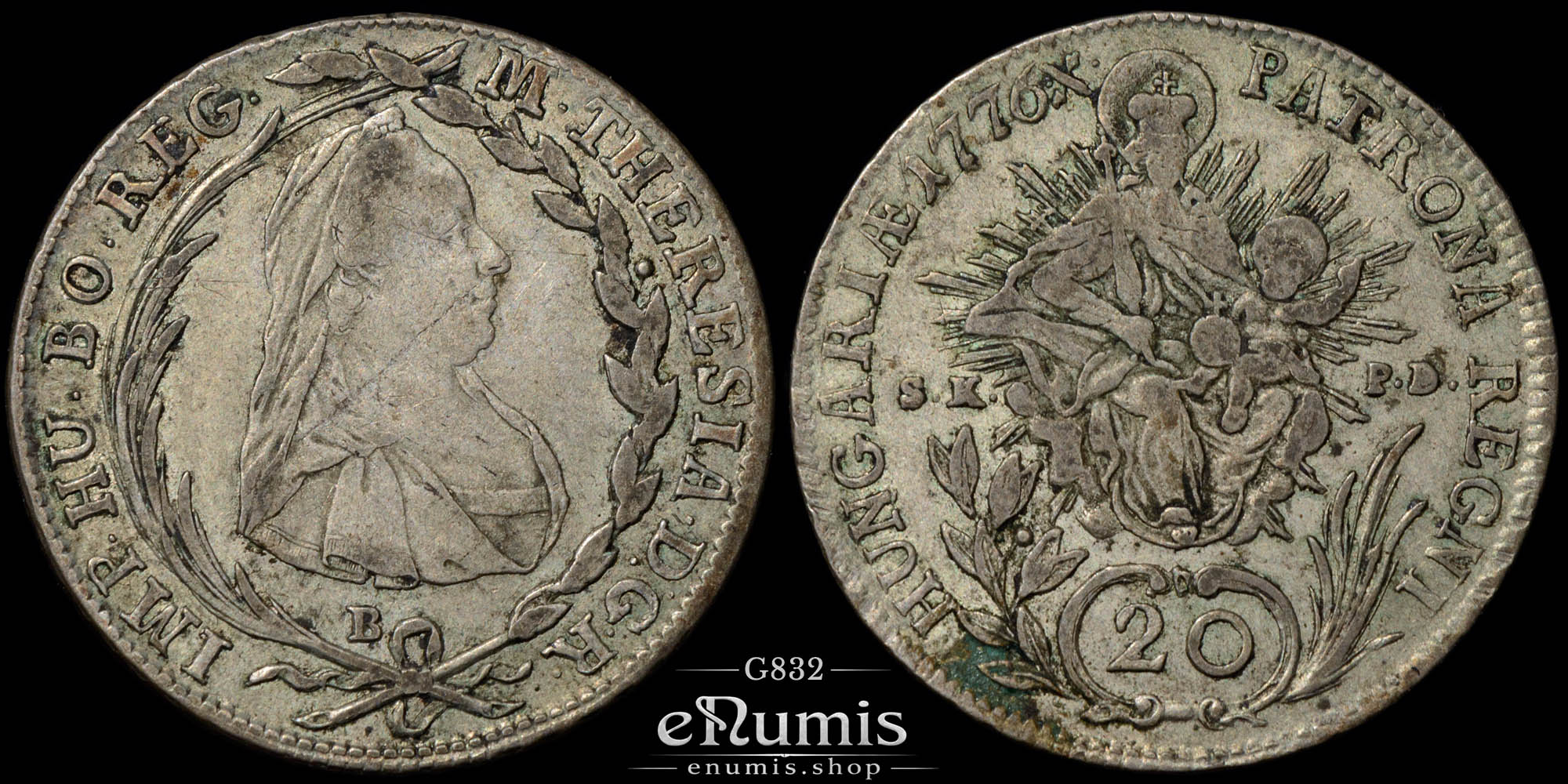 Austria, Hungary, Maria Theresa, 20 Kreuzer 1776 B, Kremnitz, VF