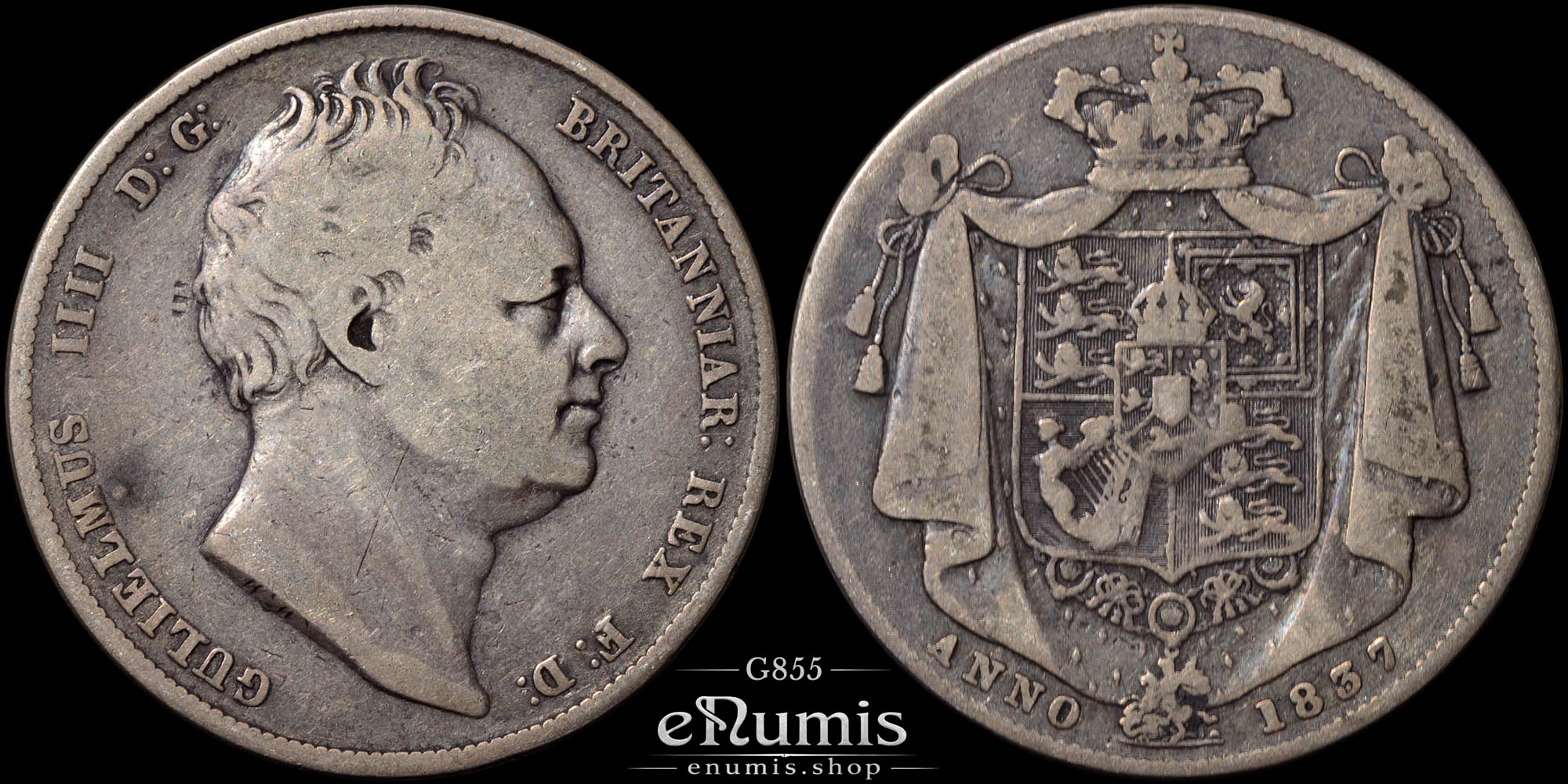 Great Britain, William IV, Halfcrown 1837, Scarce date, F-VF