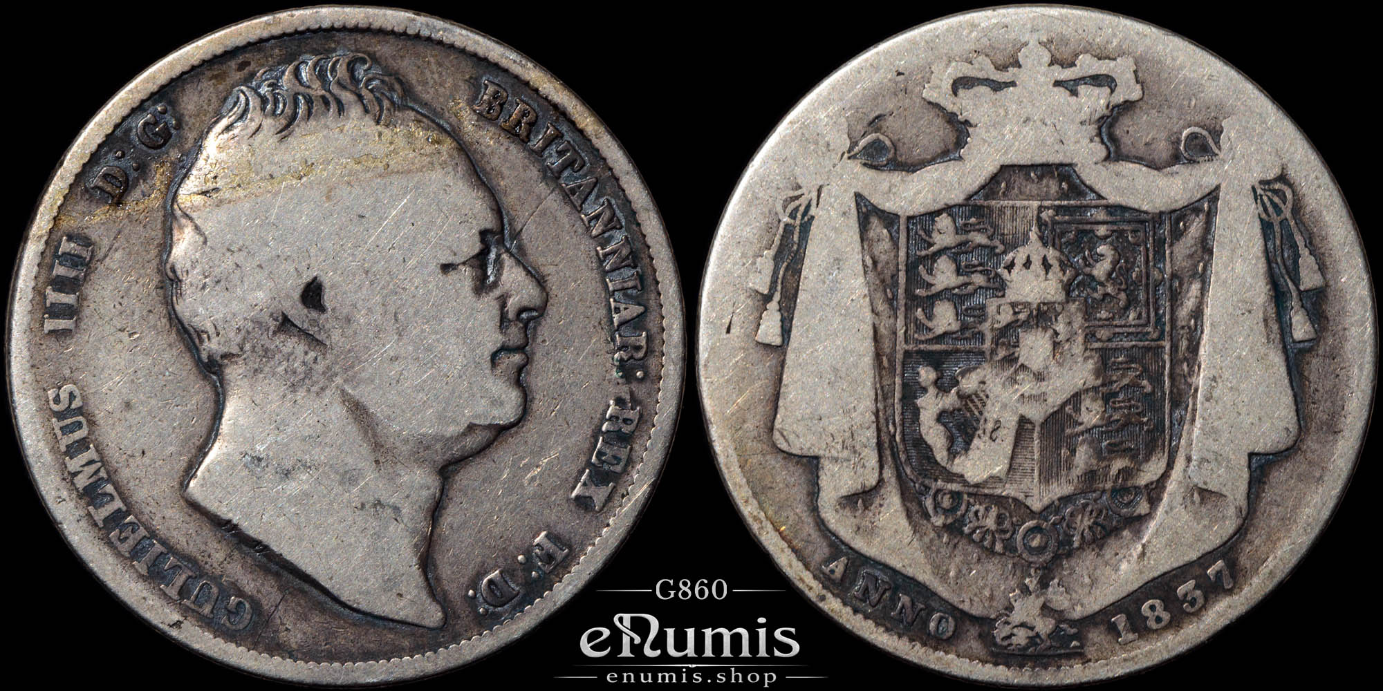 Great Britain, William IV, Halfcrown 1837, Scarce date, Fine