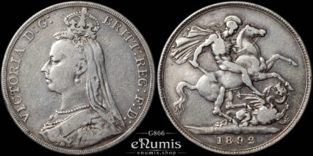 Great Britain, Victoria, Crown 1892, rarest year, VF
