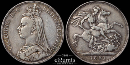 Great Britain, Victoria, Crown 1891, better date, VF-XF
