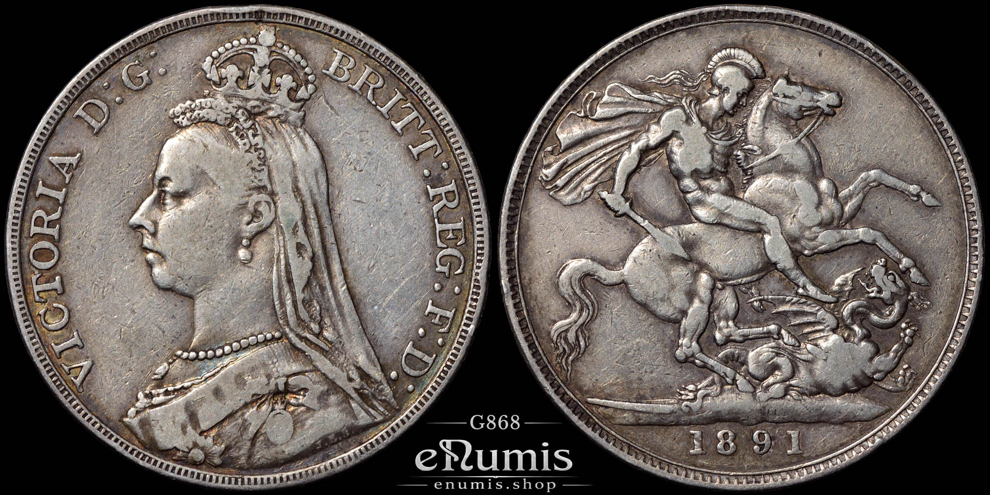 Great Britain, Victoria, Crown 1891, better date, VF-XF