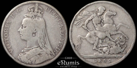 Great Britain, Victoria, Crown 1892, rarest year, Fine