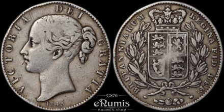 Great Britain, Victoria, Crown 1845, VIII, Cinquefoil, VF