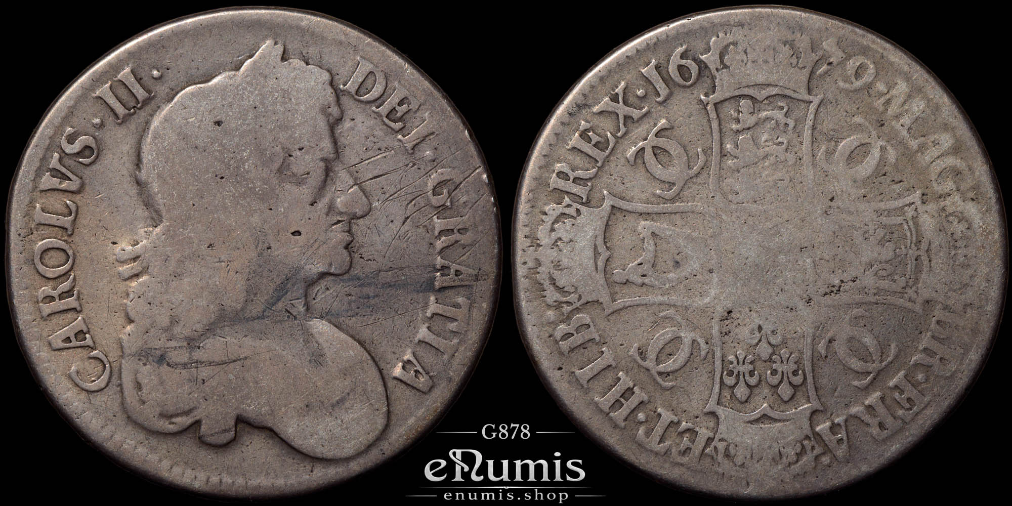 Great Britain, Charles II, Crown 1679, Third bust, Tricesimo Primo, Fine