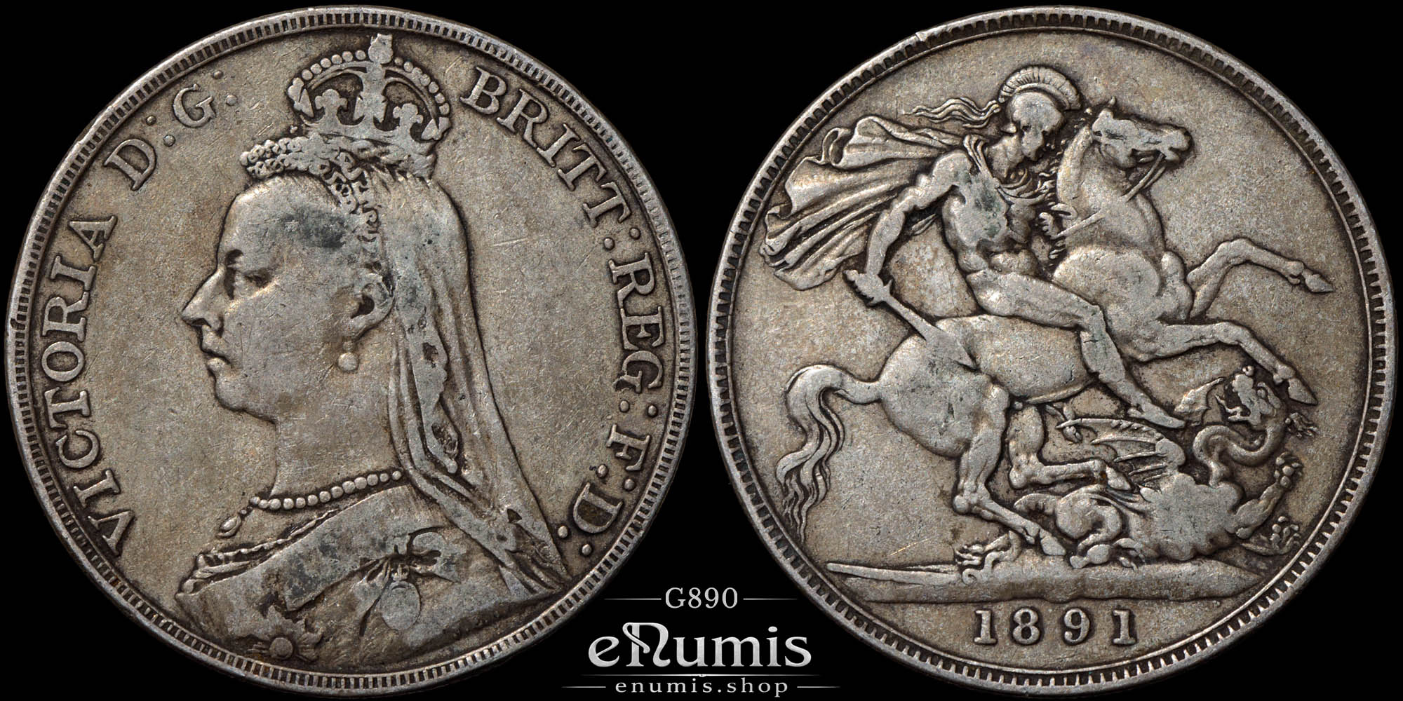 Great Britain, Victoria, Crown 1891, better date, VF+
