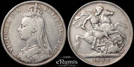 Great Britain, Victoria, Crown 1892, rarest year, aVF