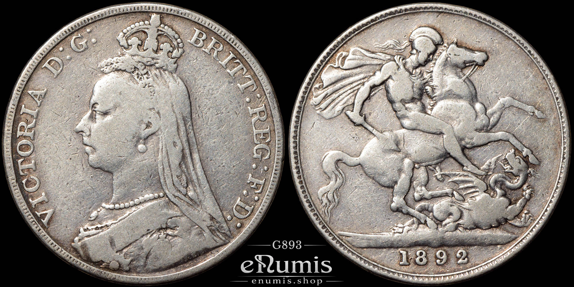 Great Britain, Victoria, Crown 1892, rarest year, aVF Great Britain, Victoria, Crown 1892, rarest year, aVF