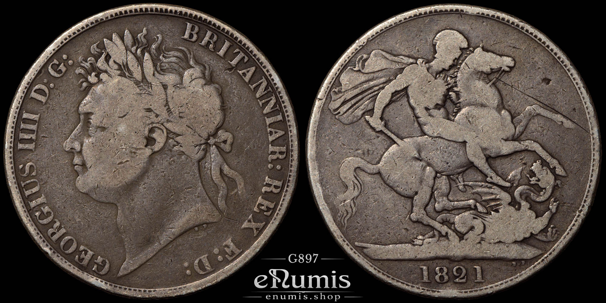 Great Britain, George IV, Crown 1821, Secundo, Fine+