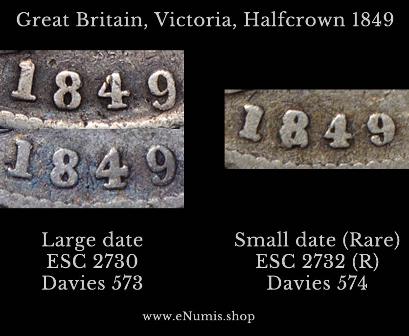 Great Britain, Victoria, Halfcrown 1849, Small date, Rare, Fine