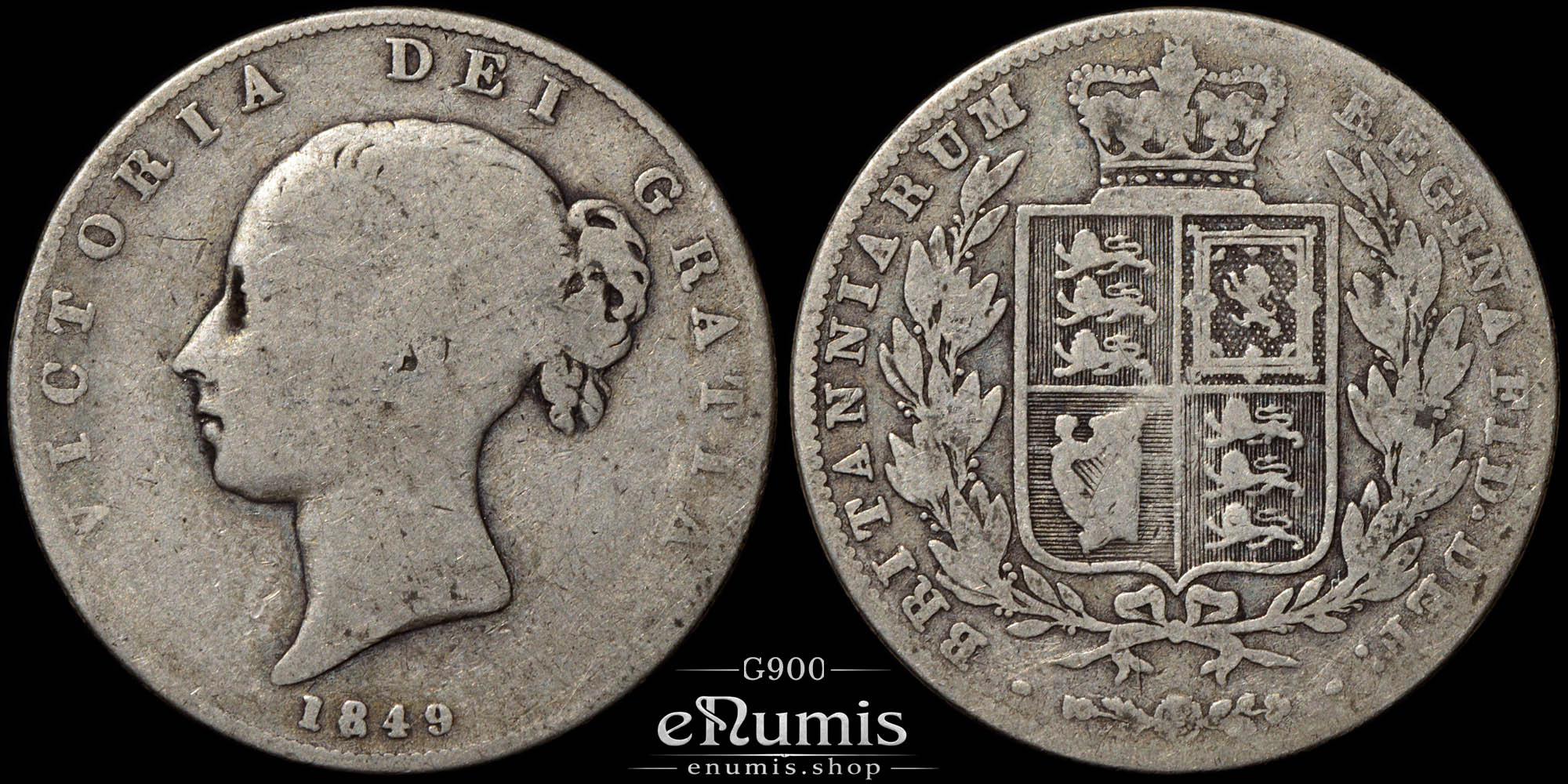 Great Britain, Victoria, Halfcrown 1849, Small date, Rare, Fine