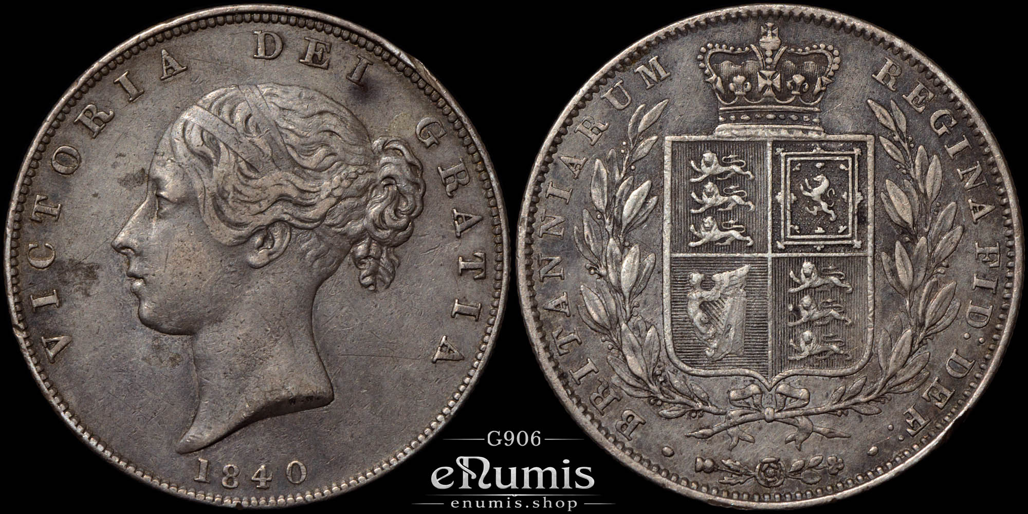 Great Britain, Victoria, Halfcrown 1840, XF+ Great Britain, Victoria, Halfcrown 1840, XF+