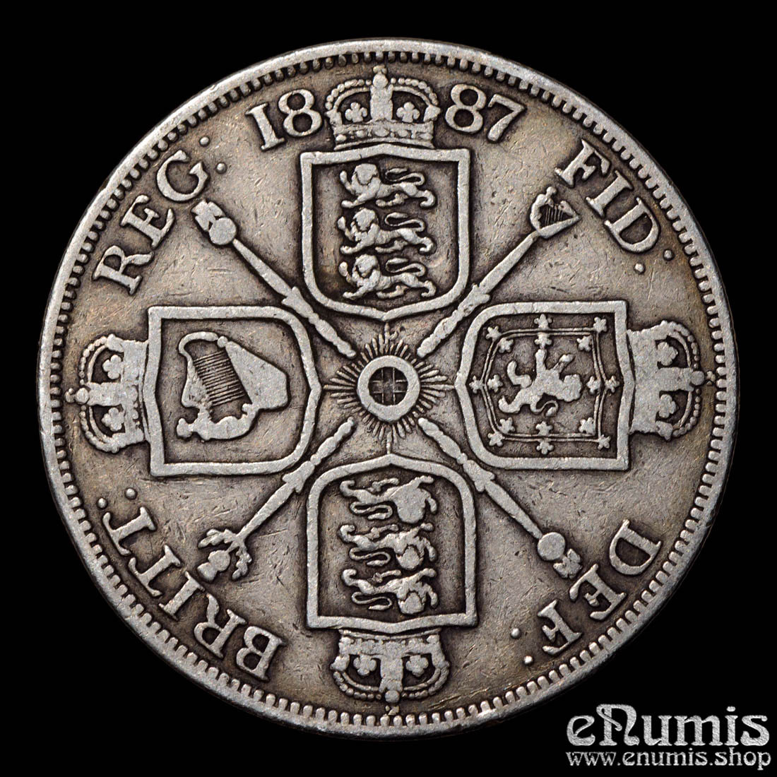 Great Britain, Victoria, Double Florin 1887, Roman I, aVF