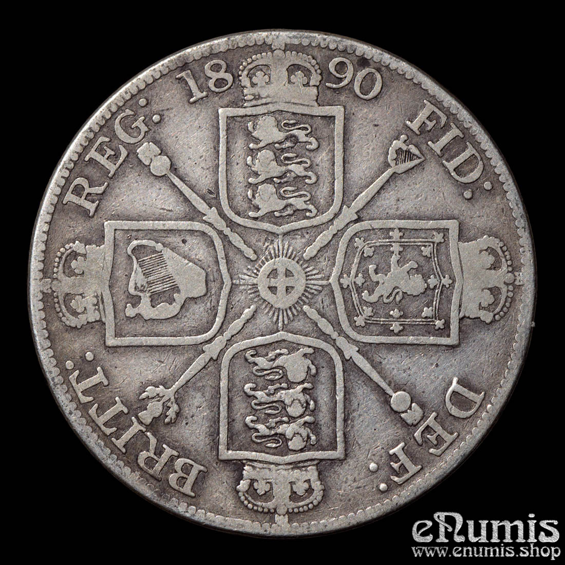 Great Britain, Victoria, Double Florin 1890, F+