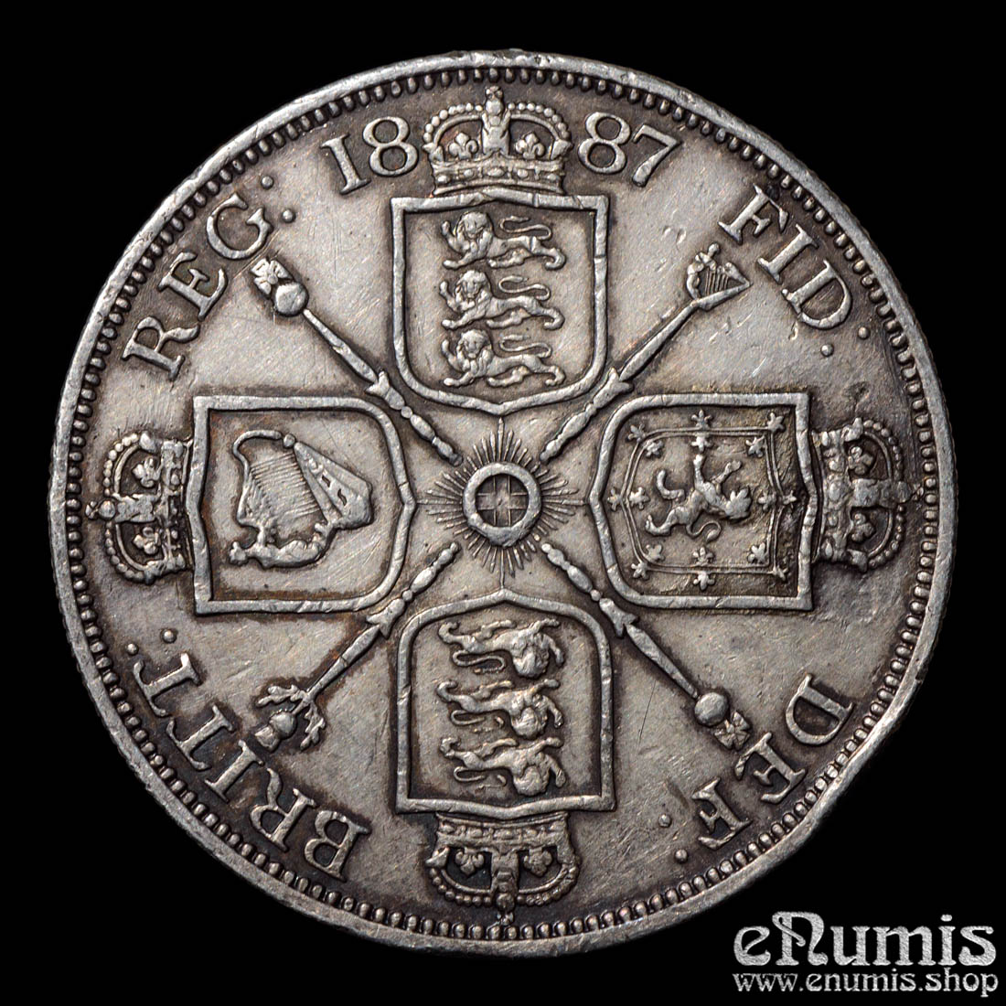 Great Britain, Victoria, Double Florin 1887, Roman I, VF-XF