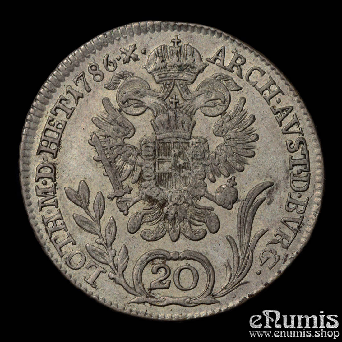 Austria, Joseph II, 20 Kreuzer 1786 B, Kremnitz, XF-UNC