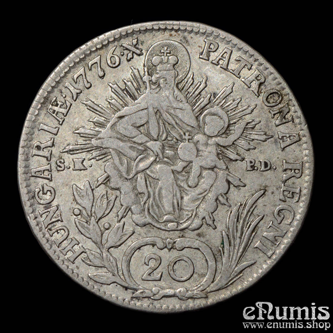 Austria, Hungary, Maria Theresa, 20 Kreuzer 1776 B, Kremnitz, VF+ Austria, Hungary, Maria Theresa, 20 Kreuzer 1776 B, Kremnitz, VF+