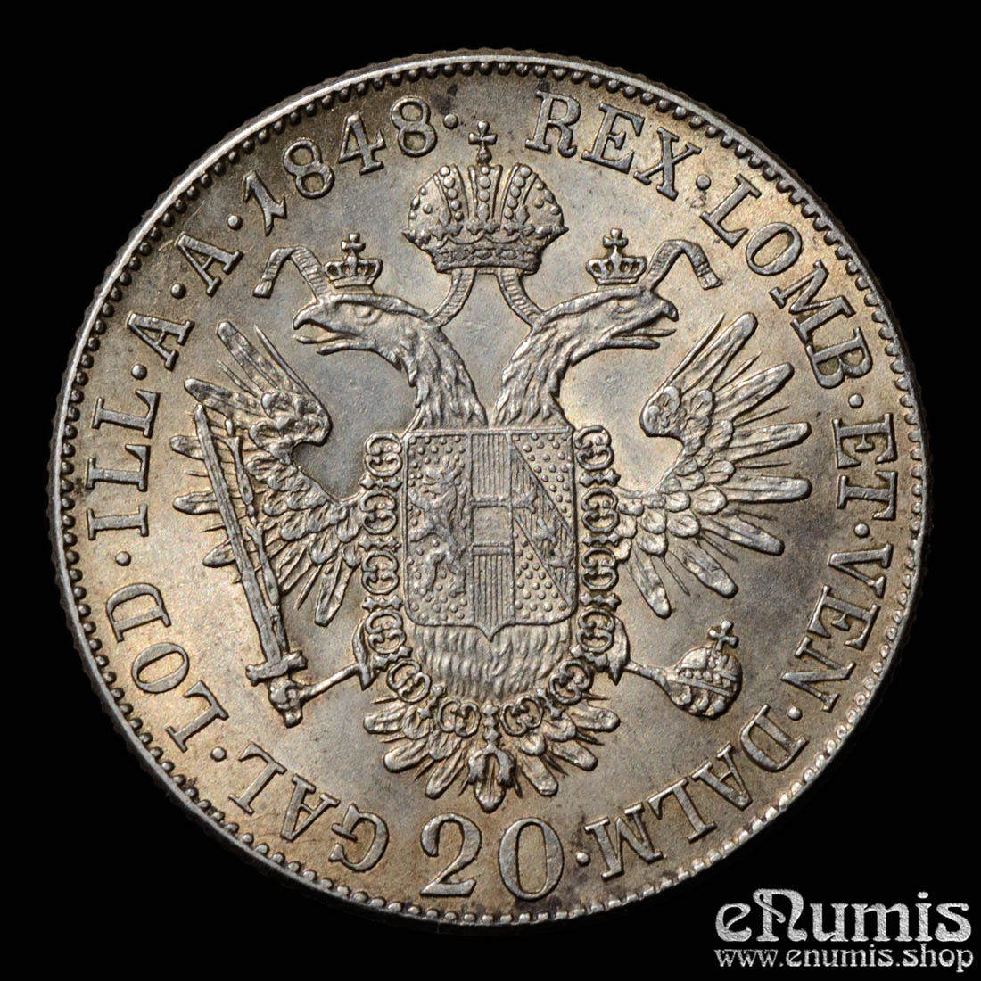 Austria, Ferdinand I, 20 Kreuzer 1848 A, UNC