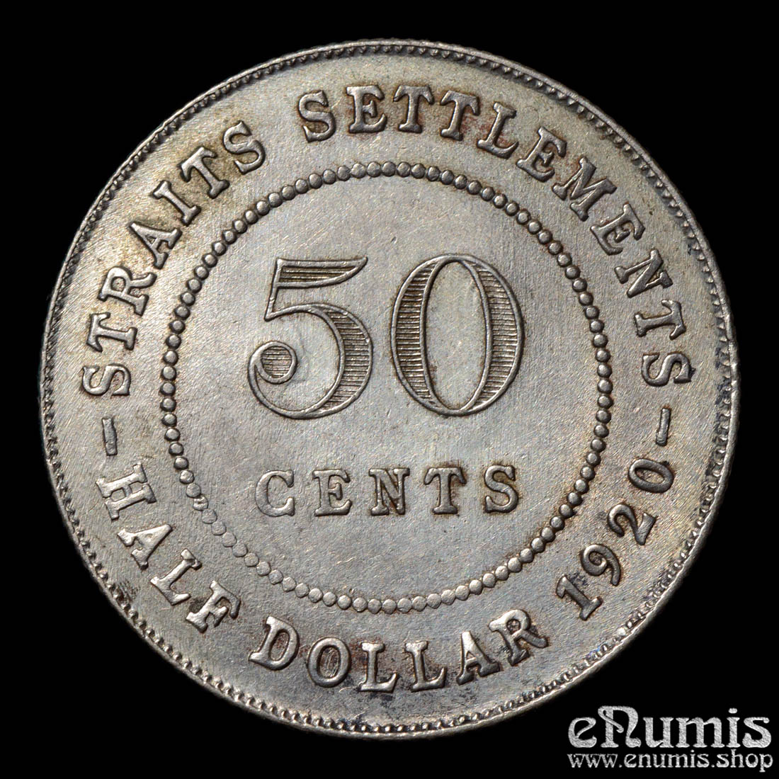 Straits Settlements, George V, 50 Cents 1920, silver, XF-UNC Straits Settlements, George V, 50 Cents 1920, silver, XF-UNC