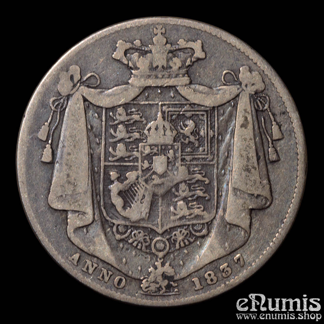 Great Britain, William IV, Halfcrown 1837, Scarce date, F-VF